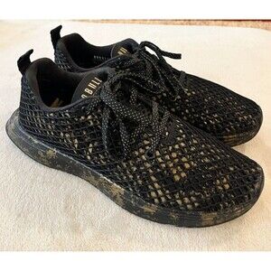 NO BULL Sneakers Black Gold Diamond Knit Net Overlay sz Men 7 / Women 8.5 Rare